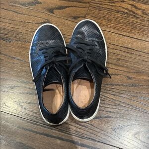 Caslon women Black Leather Sneakers well loved black perforated leather